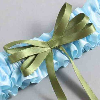 Alice Blue and Willow Satin Wedding Garter / Blue Wedding Garters / Wedding Garter / Custom Wedding Garter / Bridal Garter / Prom Garter / Linda Joyce Couture / Personalized Garter / Personalized Wedding Garter / Personalized Prom Garter