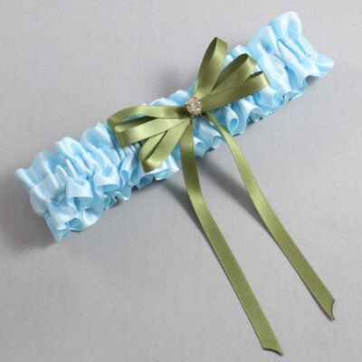 Alice Blue and Willow Satin Wedding Garter / Blue Wedding Garters / Wedding Garter / Custom Wedding Garter / Bridal Garter / Prom Garter / Linda Joyce Couture / Personalized Garter / Personalized Wedding Garter / Personalized Prom Garter