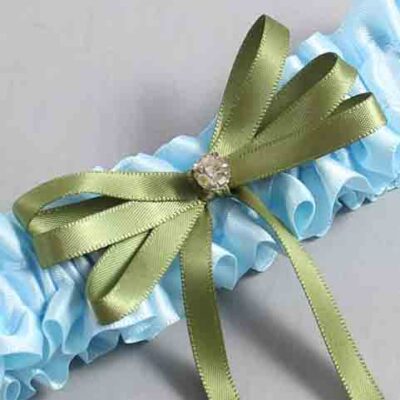 Alice Blue and Willow Satin Wedding Garter / Blue Wedding Garters / Wedding Garter / Custom Wedding Garter / Bridal Garter / Prom Garter / Linda Joyce Couture / Personalized Garter / Personalized Wedding Garter / Personalized Prom Garter