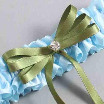 Alice Blue and Willow Satin Wedding Garter / Blue Wedding Garters / Wedding Garter / Custom Wedding Garter / Bridal Garter / Prom Garter / Linda Joyce Couture / Personalized Garter / Personalized Wedding Garter / Personalized Prom Garter