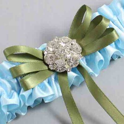 Alice Blue and Willow Satin Wedding Garter / Blue Wedding Garters / Wedding Garter / Custom Wedding Garter / Bridal Garter / Prom Garter / Linda Joyce Couture / Personalized Garter / Personalized Wedding Garter / Personalized Prom Garter