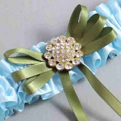 Alice Blue and Willow Satin Wedding Garter / Blue Wedding Garters / Wedding Garter / Custom Wedding Garter / Bridal Garter / Prom Garter / Linda Joyce Couture / Personalized Garter / Personalized Wedding Garter / Personalized Prom Garter