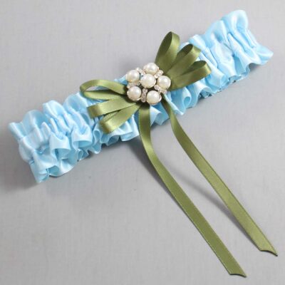 Alice Blue and Willow Satin Wedding Garter / Blue Wedding Garters / Wedding Garter / Custom Wedding Garter / Bridal Garter / Prom Garter / Linda Joyce Couture / Personalized Garter / Personalized Wedding Garter / Personalized Prom Garter