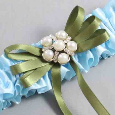 Alice Blue and Willow Satin Wedding Garter / Blue Wedding Garters / Wedding Garter / Custom Wedding Garter / Bridal Garter / Prom Garter / Linda Joyce Couture / Personalized Garter / Personalized Wedding Garter / Personalized Prom Garter