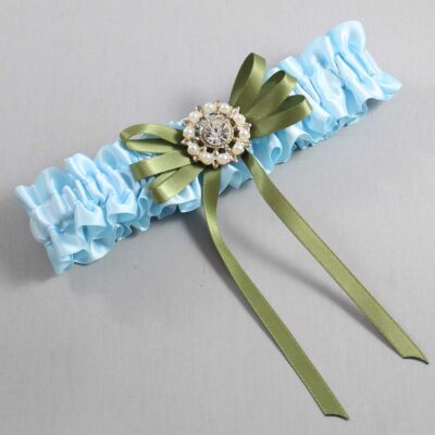 Alice Blue and Willow Satin Wedding Garter / Blue Wedding Garters / Wedding Garter / Custom Wedding Garter / Bridal Garter / Prom Garter / Linda Joyce Couture / Personalized Garter / Personalized Wedding Garter / Personalized Prom Garter