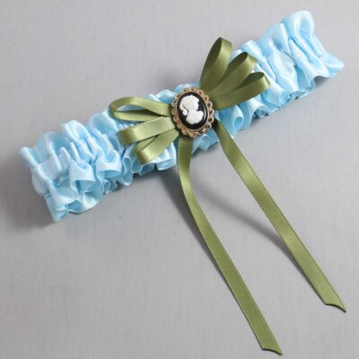 Alice Blue and Willow Satin Wedding Garter / Blue Wedding Garters / Wedding Garter / Custom Wedding Garter / Bridal Garter / Prom Garter / Linda Joyce Couture / Personalized Garter / Personalized Wedding Garter / Personalized Prom Garter