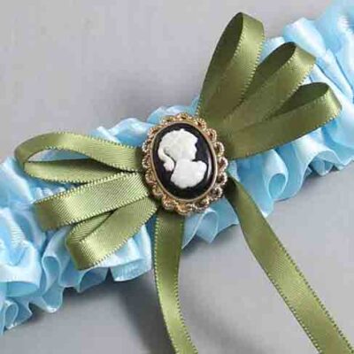 Alice Blue and Willow Satin Wedding Garter / Blue Wedding Garters / Wedding Garter / Custom Wedding Garter / Bridal Garter / Prom Garter / Linda Joyce Couture / Personalized Garter / Personalized Wedding Garter / Personalized Prom Garter
