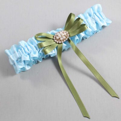 Alice Blue and Willow Satin Wedding Garter / Blue Wedding Garters / Wedding Garter / Custom Wedding Garter / Bridal Garter / Prom Garter / Linda Joyce Couture / Personalized Garter / Personalized Wedding Garter / Personalized Prom Garter