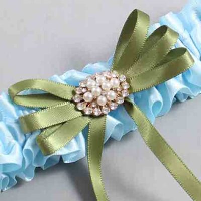 Alice Blue and Willow Satin Wedding Garter / Blue Wedding Garters / Wedding Garter / Custom Wedding Garter / Bridal Garter / Prom Garter / Linda Joyce Couture / Personalized Garter / Personalized Wedding Garter / Personalized Prom Garter