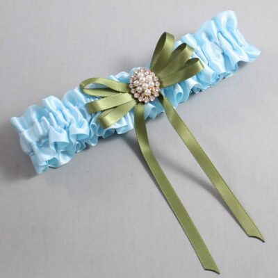 Alice Blue and Willow Satin Wedding Garter / Blue Wedding Garters / Wedding Garter / Custom Wedding Garter / Bridal Garter / Prom Garter / Linda Joyce Couture / Personalized Garter / Personalized Wedding Garter / Personalized Prom Garter