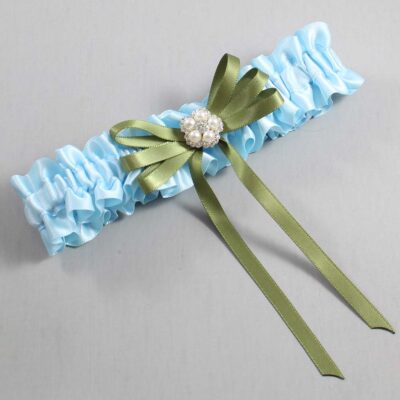 Alice Blue and Willow Satin Wedding Garter / Blue Wedding Garters / Wedding Garter / Custom Wedding Garter / Bridal Garter / Prom Garter / Linda Joyce Couture / Personalized Garter / Personalized Wedding Garter / Personalized Prom Garter