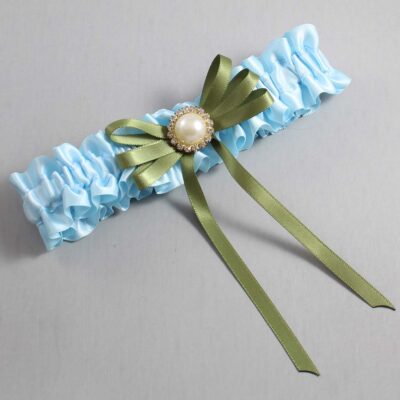 Alice Blue and Willow Satin Wedding Garter / Blue Wedding Garters / Wedding Garter / Custom Wedding Garter / Bridal Garter / Prom Garter / Linda Joyce Couture / Personalized Garter / Personalized Wedding Garter / Personalized Prom Garter