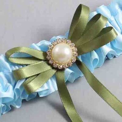 Alice Blue and Willow Satin Wedding Garter / Blue Wedding Garters / Wedding Garter / Custom Wedding Garter / Bridal Garter / Prom Garter / Linda Joyce Couture / Personalized Garter / Personalized Wedding Garter / Personalized Prom Garter