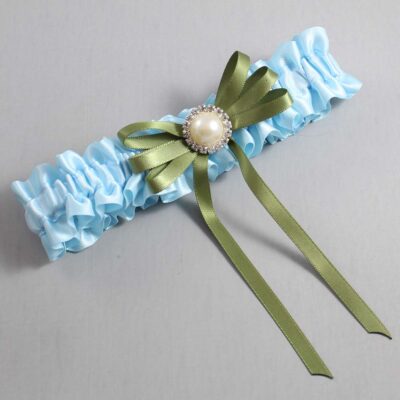 Alice Blue and Willow Satin Wedding Garter / Blue Wedding Garters / Wedding Garter / Custom Wedding Garter / Bridal Garter / Prom Garter / Linda Joyce Couture / Personalized Garter / Personalized Wedding Garter / Personalized Prom Garter