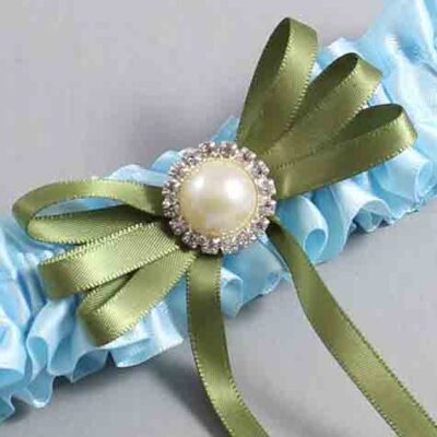 Alice Blue and Willow Satin Wedding Garter / Blue Wedding Garters / Wedding Garter / Custom Wedding Garter / Bridal Garter / Prom Garter / Linda Joyce Couture / Personalized Garter / Personalized Wedding Garter / Personalized Prom Garter