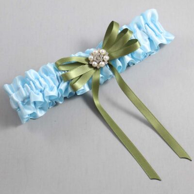 Alice Blue and Willow Satin Wedding Garter / Blue Wedding Garters / Wedding Garter / Custom Wedding Garter / Bridal Garter / Prom Garter / Linda Joyce Couture / Personalized Garter / Personalized Wedding Garter / Personalized Prom Garter