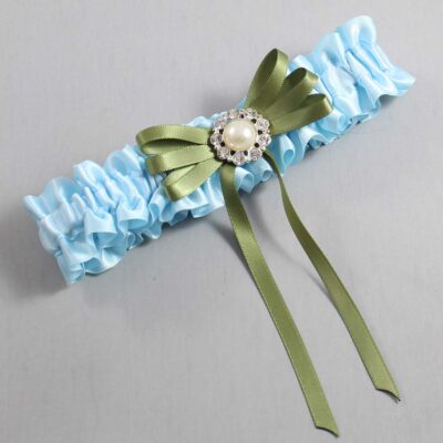 Alice Blue and Willow Satin Wedding Garter / Blue Wedding Garters / Wedding Garter / Custom Wedding Garter / Bridal Garter / Prom Garter / Linda Joyce Couture / Personalized Garter / Personalized Wedding Garter / Personalized Prom Garter
