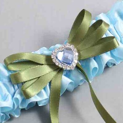 Alice Blue and Willow Satin Wedding Garter / Blue Wedding Garters / Wedding Garter / Custom Wedding Garter / Bridal Garter / Prom Garter / Linda Joyce Couture / Personalized Garter / Personalized Wedding Garter / Personalized Prom Garter