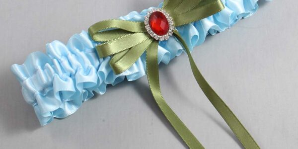 Alice Blue and Willow Satin Wedding Garter / Blue Wedding Garters / Wedding Garter / Custom Wedding Garter / Bridal Garter / Prom Garter / Linda Joyce Couture / Personalized Garter / Personalized Wedding Garter / Personalized Prom Garter