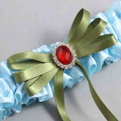 Alice Blue and Willow Satin Wedding Garter / Blue Wedding Garters / Wedding Garter / Custom Wedding Garter / Bridal Garter / Prom Garter / Linda Joyce Couture / Personalized Garter / Personalized Wedding Garter / Personalized Prom Garter