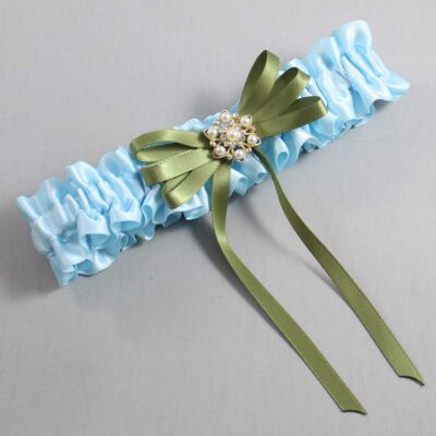 Alice Blue and Willow Satin Wedding Garter / Blue Wedding Garters / Wedding Garter / Custom Wedding Garter / Bridal Garter / Prom Garter / Linda Joyce Couture / Personalized Garter / Personalized Wedding Garter / Personalized Prom Garter