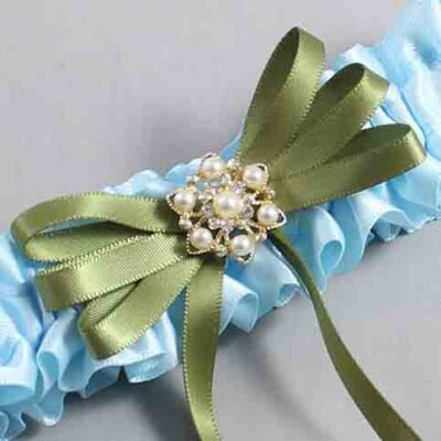Alice Blue and Willow Satin Wedding Garter / Blue Wedding Garters / Wedding Garter / Custom Wedding Garter / Bridal Garter / Prom Garter / Linda Joyce Couture / Personalized Garter / Personalized Wedding Garter / Personalized Prom Garter