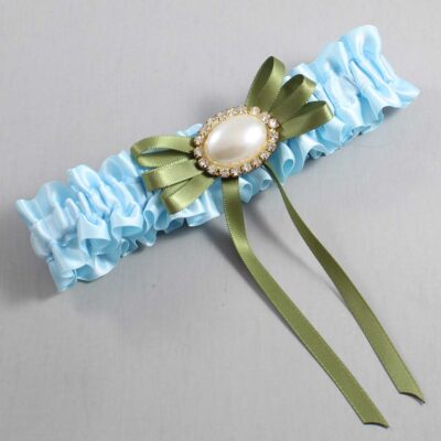 Alice Blue and Willow Satin Wedding Garter / Blue Wedding Garters / Wedding Garter / Custom Wedding Garter / Bridal Garter / Prom Garter / Linda Joyce Couture / Personalized Garter / Personalized Wedding Garter / Personalized Prom Garter