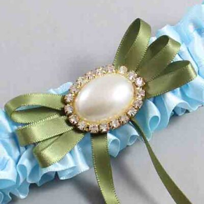 Alice Blue and Willow Satin Wedding Garter / Blue Wedding Garters / Wedding Garter / Custom Wedding Garter / Bridal Garter / Prom Garter / Linda Joyce Couture / Personalized Garter / Personalized Wedding Garter / Personalized Prom Garter