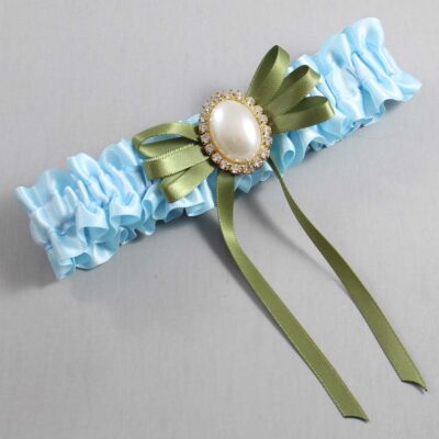 Alice Blue and Willow Satin Wedding Garter / Blue Wedding Garters / Wedding Garter / Custom Wedding Garter / Bridal Garter / Prom Garter / Linda Joyce Couture / Personalized Garter / Personalized Wedding Garter / Personalized Prom Garter