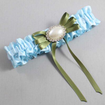 Alice Blue and Willow Satin Wedding Garter / Blue Wedding Garters / Wedding Garter / Custom Wedding Garter / Bridal Garter / Prom Garter / Linda Joyce Couture / Personalized Garter / Personalized Wedding Garter / Personalized Prom Garter