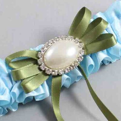 Alice Blue and Willow Satin Wedding Garter / Blue Wedding Garters / Wedding Garter / Custom Wedding Garter / Bridal Garter / Prom Garter / Linda Joyce Couture / Personalized Garter / Personalized Wedding Garter / Personalized Prom Garter