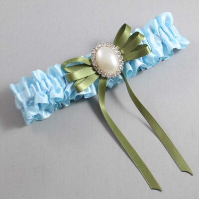 Alice Blue and Willow Satin Wedding Garter / Blue Wedding Garters / Wedding Garter / Custom Wedding Garter / Bridal Garter / Prom Garter / Linda Joyce Couture / Personalized Garter / Personalized Wedding Garter / Personalized Prom Garter