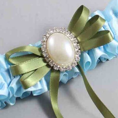 Alice Blue and Willow Satin Wedding Garter / Blue Wedding Garters / Wedding Garter / Custom Wedding Garter / Bridal Garter / Prom Garter / Linda Joyce Couture / Personalized Garter / Personalized Wedding Garter / Personalized Prom Garter