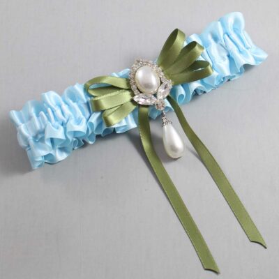 Alice Blue and Willow Satin Wedding Garter / Blue Wedding Garters / Wedding Garter / Custom Wedding Garter / Bridal Garter / Prom Garter / Linda Joyce Couture / Personalized Garter / Personalized Wedding Garter / Personalized Prom Garter