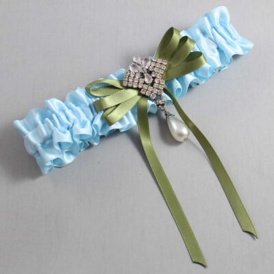 Alice Blue and Willow Satin Wedding Garter / Blue Wedding Garters / Wedding Garter / Custom Wedding Garter / Bridal Garter / Prom Garter / Linda Joyce Couture / Personalized Garter / Personalized Wedding Garter / Personalized Prom Garter