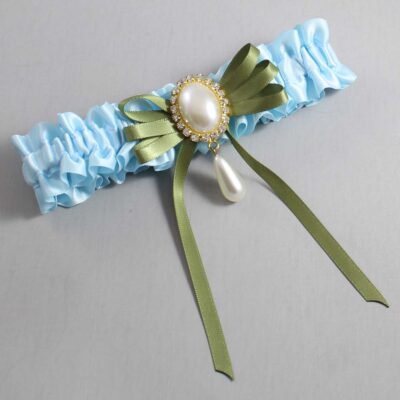 Alice Blue and Willow Satin Wedding Garter / Blue Wedding Garters / Wedding Garter / Custom Wedding Garter / Bridal Garter / Prom Garter / Linda Joyce Couture / Personalized Garter / Personalized Wedding Garter / Personalized Prom Garter