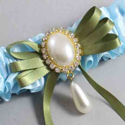 Alice Blue and Willow Satin Wedding Garter / Blue Wedding Garters / Wedding Garter / Custom Wedding Garter / Bridal Garter / Prom Garter / Linda Joyce Couture / Personalized Garter / Personalized Wedding Garter / Personalized Prom Garter