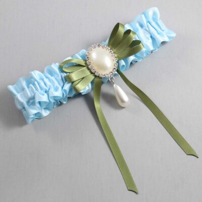 Alice Blue and Willow Satin Wedding Garter / Blue Wedding Garters / Wedding Garter / Custom Wedding Garter / Bridal Garter / Prom Garter / Linda Joyce Couture / Personalized Garter / Personalized Wedding Garter / Personalized Prom Garter