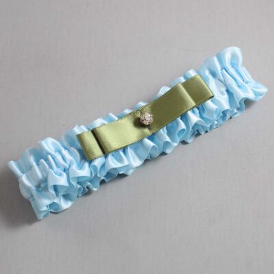 Alice Blue and Black Satin Wedding Garter / Blue Wedding Garters / Wedding Garter / Custom Wedding Garter / Bridal Garter / Prom Garter / Linda Joyce Couture / Personalized Garter / Personalized Wedding Garter / Personalized Prom Garter