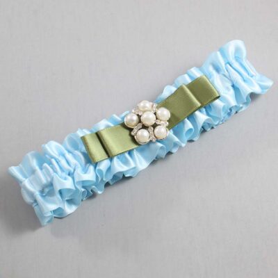 Alice Blue and Black Satin Wedding Garter / Blue Wedding Garters / Wedding Garter / Custom Wedding Garter / Bridal Garter / Prom Garter / Linda Joyce Couture / Personalized Garter / Personalized Wedding Garter / Personalized Prom Garter
