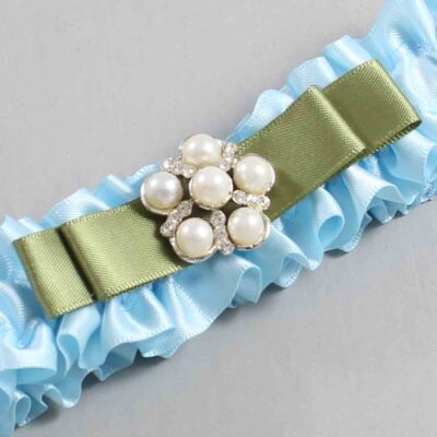 Alice Blue and Black Satin Wedding Garter / Blue Wedding Garters / Wedding Garter / Custom Wedding Garter / Bridal Garter / Prom Garter / Linda Joyce Couture / Personalized Garter / Personalized Wedding Garter / Personalized Prom Garter