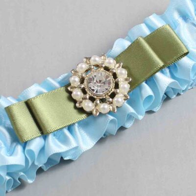 Alice Blue and Black Satin Wedding Garter / Blue Wedding Garters / Wedding Garter / Custom Wedding Garter / Bridal Garter / Prom Garter / Linda Joyce Couture / Personalized Garter / Personalized Wedding Garter / Personalized Prom Garter