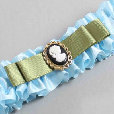 Alice Blue and Black Satin Wedding Garter / Blue Wedding Garters / Wedding Garter / Custom Wedding Garter / Bridal Garter / Prom Garter / Linda Joyce Couture / Personalized Garter / Personalized Wedding Garter / Personalized Prom Garter