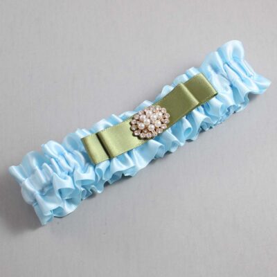 Alice Blue and Black Satin Wedding Garter / Blue Wedding Garters / Wedding Garter / Custom Wedding Garter / Bridal Garter / Prom Garter / Linda Joyce Couture / Personalized Garter / Personalized Wedding Garter / Personalized Prom Garter