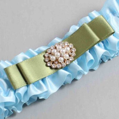 Alice Blue and Black Satin Wedding Garter / Blue Wedding Garters / Wedding Garter / Custom Wedding Garter / Bridal Garter / Prom Garter / Linda Joyce Couture / Personalized Garter / Personalized Wedding Garter / Personalized Prom Garter