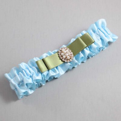 Alice Blue and Black Satin Wedding Garter / Blue Wedding Garters / Wedding Garter / Custom Wedding Garter / Bridal Garter / Prom Garter / Linda Joyce Couture / Personalized Garter / Personalized Wedding Garter / Personalized Prom Garter