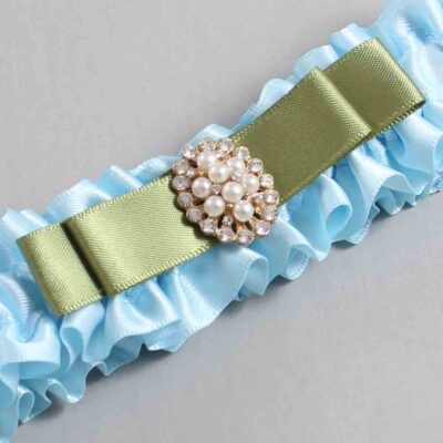 Alice Blue and Black Satin Wedding Garter / Blue Wedding Garters / Wedding Garter / Custom Wedding Garter / Bridal Garter / Prom Garter / Linda Joyce Couture / Personalized Garter / Personalized Wedding Garter / Personalized Prom Garter