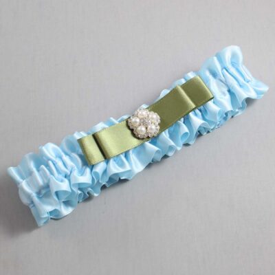 Alice Blue and Black Satin Wedding Garter / Blue Wedding Garters / Wedding Garter / Custom Wedding Garter / Bridal Garter / Prom Garter / Linda Joyce Couture / Personalized Garter / Personalized Wedding Garter / Personalized Prom Garter