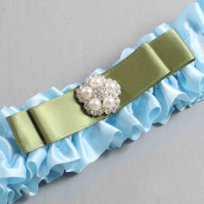 Alice Blue and Black Satin Wedding Garter / Blue Wedding Garters / Wedding Garter / Custom Wedding Garter / Bridal Garter / Prom Garter / Linda Joyce Couture / Personalized Garter / Personalized Wedding Garter / Personalized Prom Garter