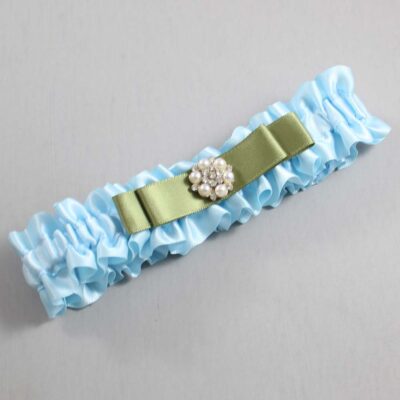 Alice Blue and Black Satin Wedding Garter / Blue Wedding Garters / Wedding Garter / Custom Wedding Garter / Bridal Garter / Prom Garter / Linda Joyce Couture / Personalized Garter / Personalized Wedding Garter / Personalized Prom Garter